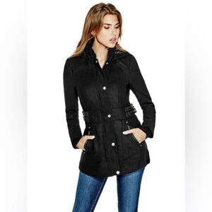 Guess Wool Blend Full Zip Up Long Sleeve Lined Coat Womens Size M